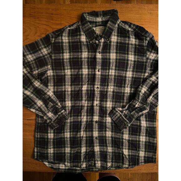 Men's L.L. Bean Button Down Collar Long Sleeve plaid mens Large cotton flannel - Picture 1 of 6